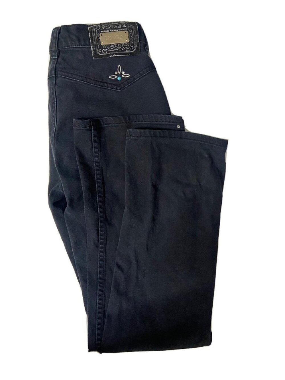 Lawman Woman 26x30 bareback Size 3 Black Embellished Jeans Straight Slim